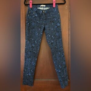 Rebecca Taylor Size 2 Blue Floral Print Stretch Low Rise Jeans
